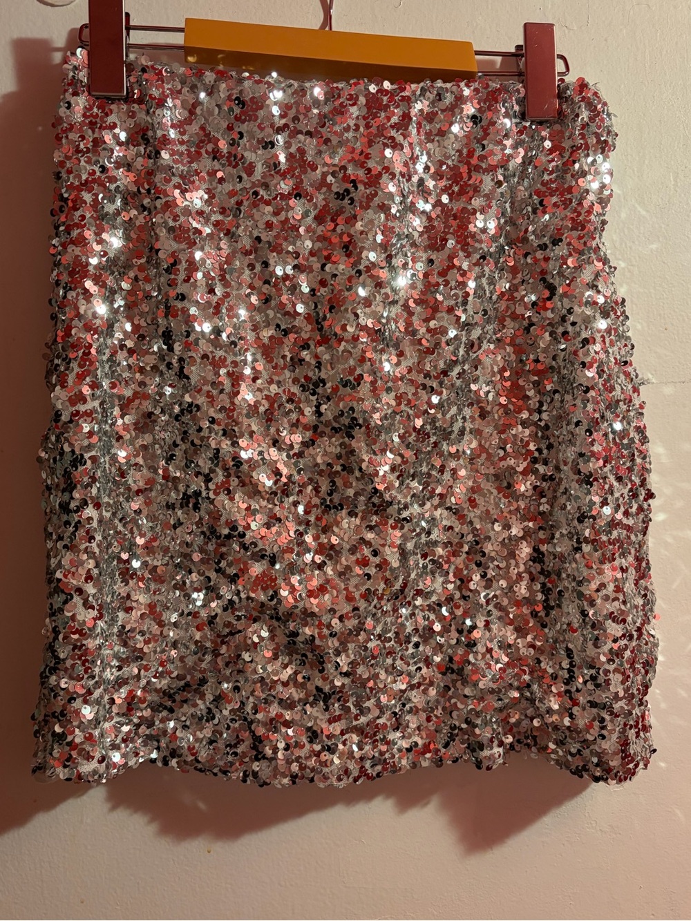 Silver Sequin Mini Skirt